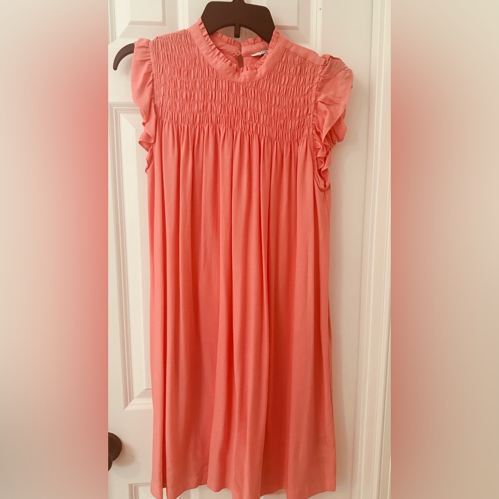 NWOT-Coral Smocked Dress